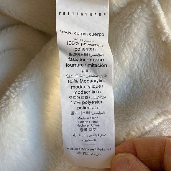 Pottery Barn Gray Ombre Faux Fur Robe Initials JK Custom White Plush M 2608 EUC - Picture 4 of 11